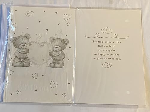 Happy Anniversary Sister & Brother-In-Law Always & Forever On Your Wedding Anniversary Card Teddies/Heart/Gold Words Foil Detail(PH49595A)