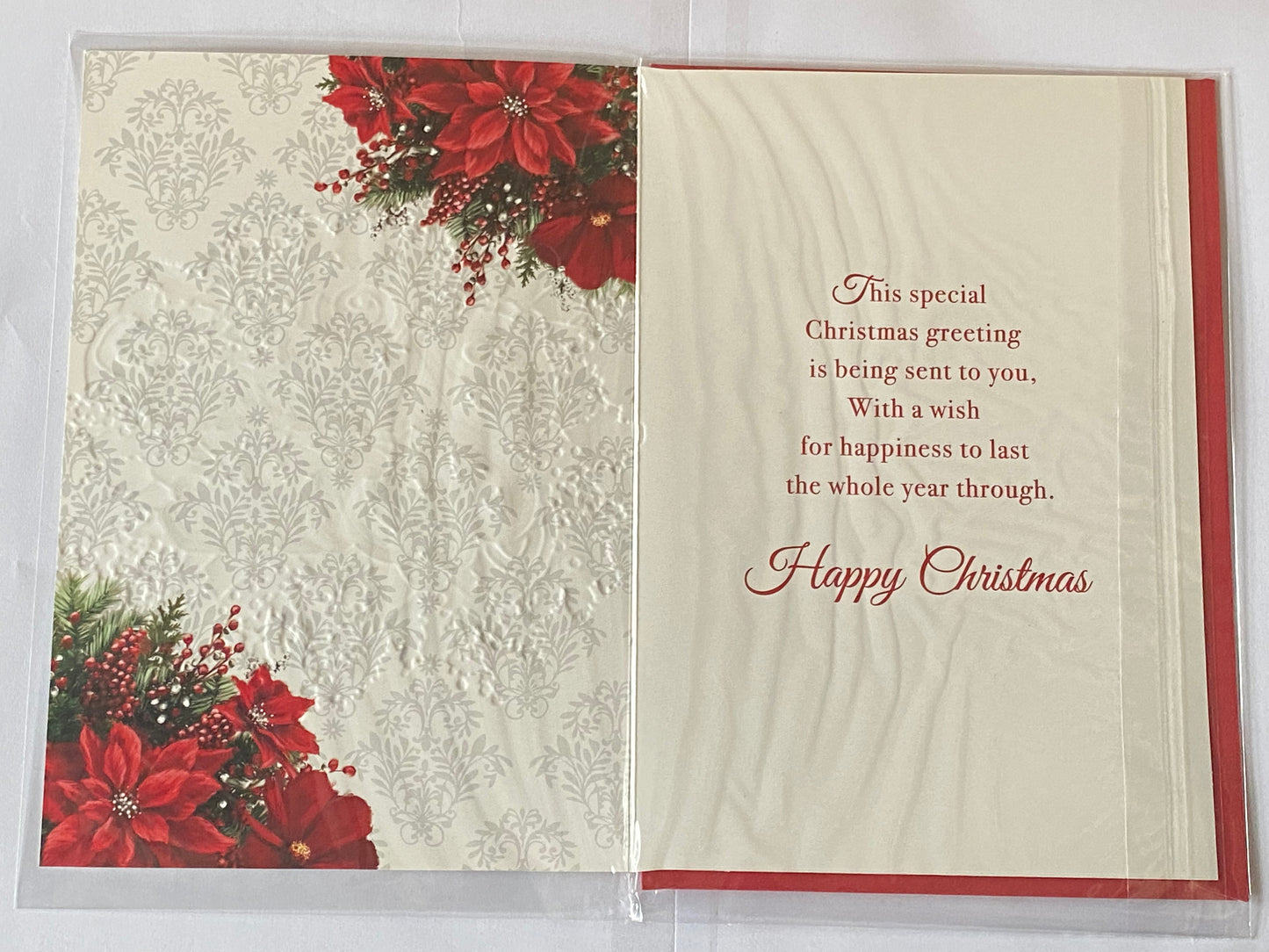 To Someone Very Special Christmas Wishes Christmas Card Red/White Flowers/Gold Words(PH49196B)