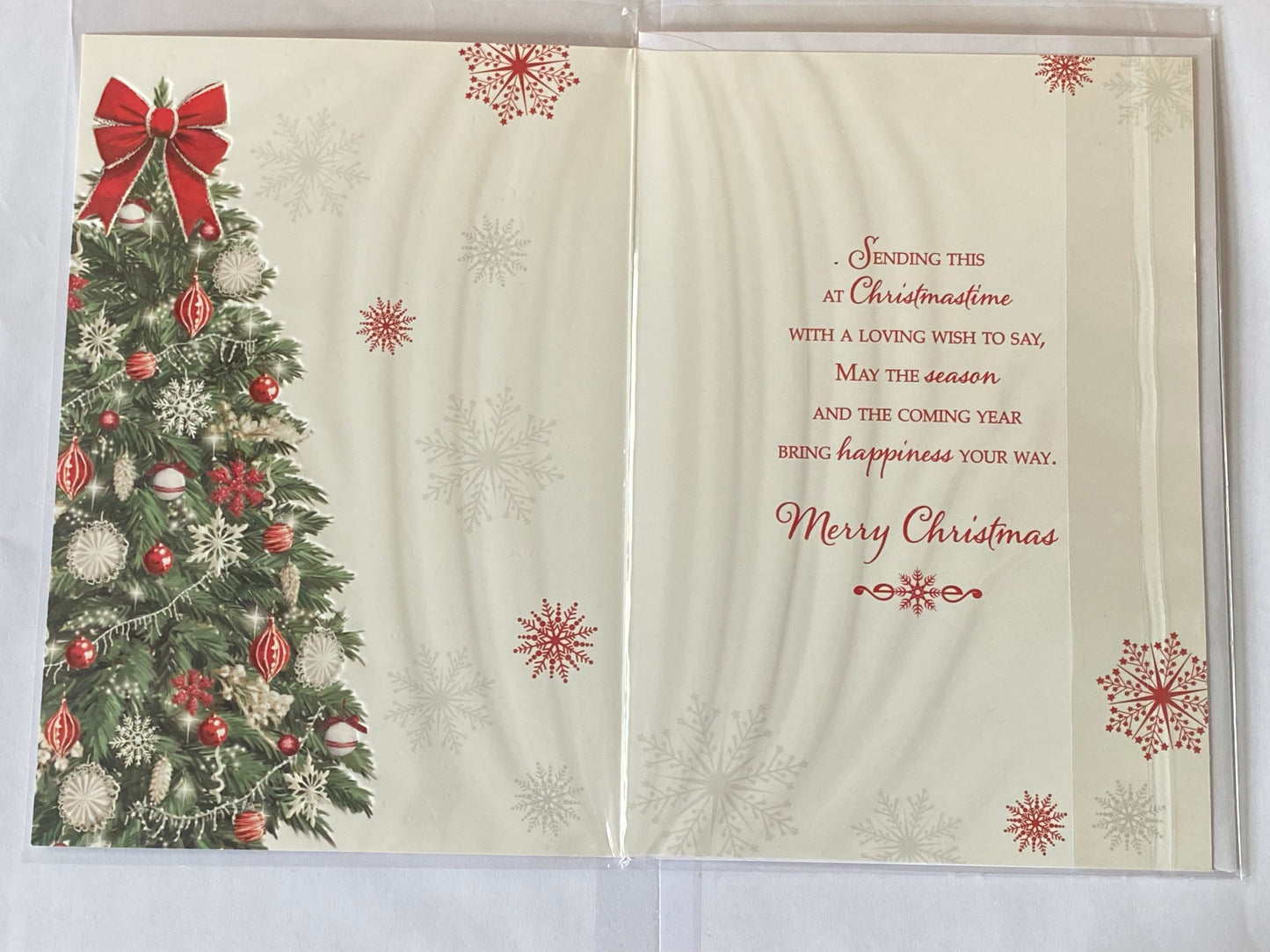 With Love To My Wonderful Fiancee Christmas Card Red+White Christmas Tree/Red Words(PH46970A)