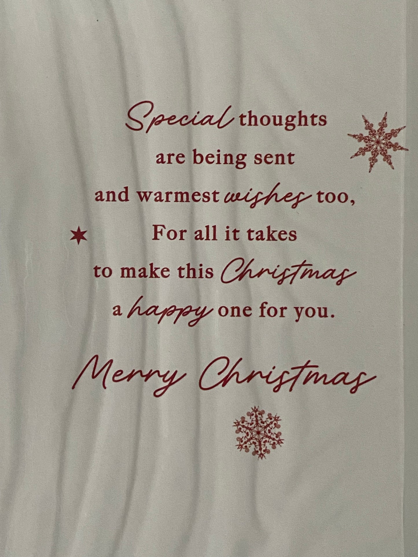 Christmas Wishes From Our House To Yours Christmas Card Our House To Your House Stockings/Window/Tree/Red Words(PH50214B)