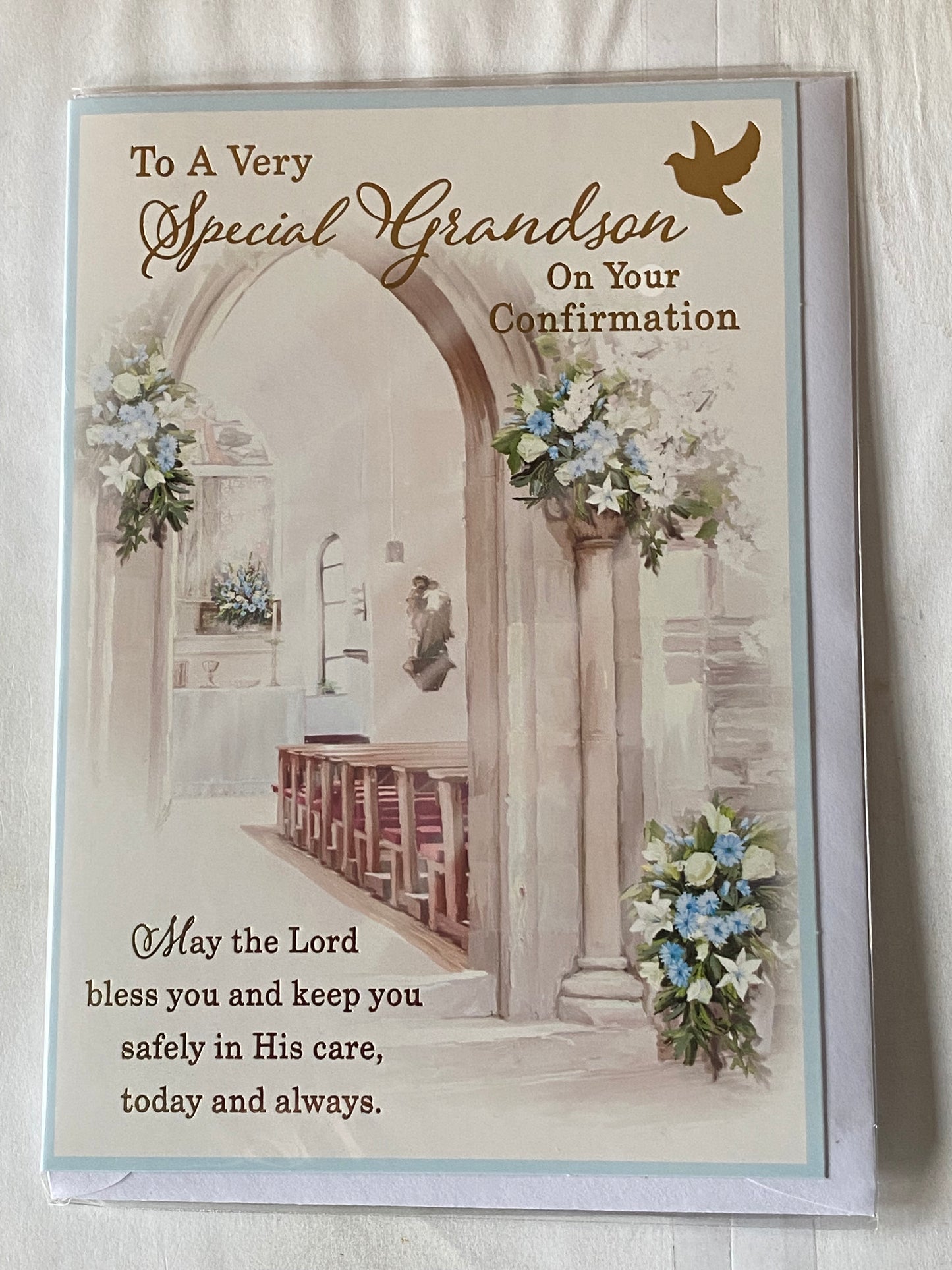 To A Very Special Grandson On Your Confirmation Card Confirmation Day Confirmed Church/Archway/Gold Words Foil Detail(PH47581E)