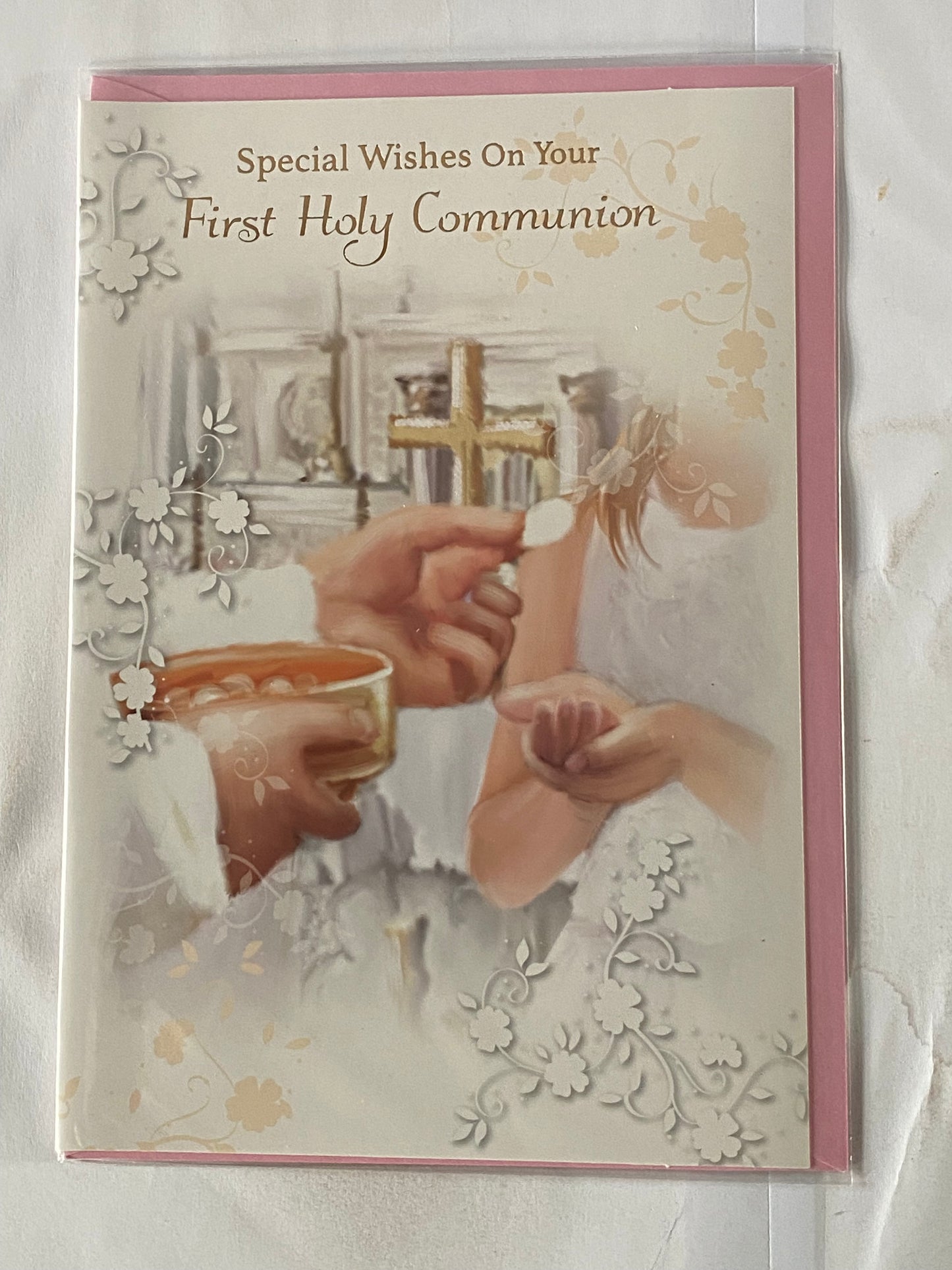 Girls/Female Special Wishes On Your First Holy Communion Card 1st Female Receiving Communion Foil Detail(PH43149A)