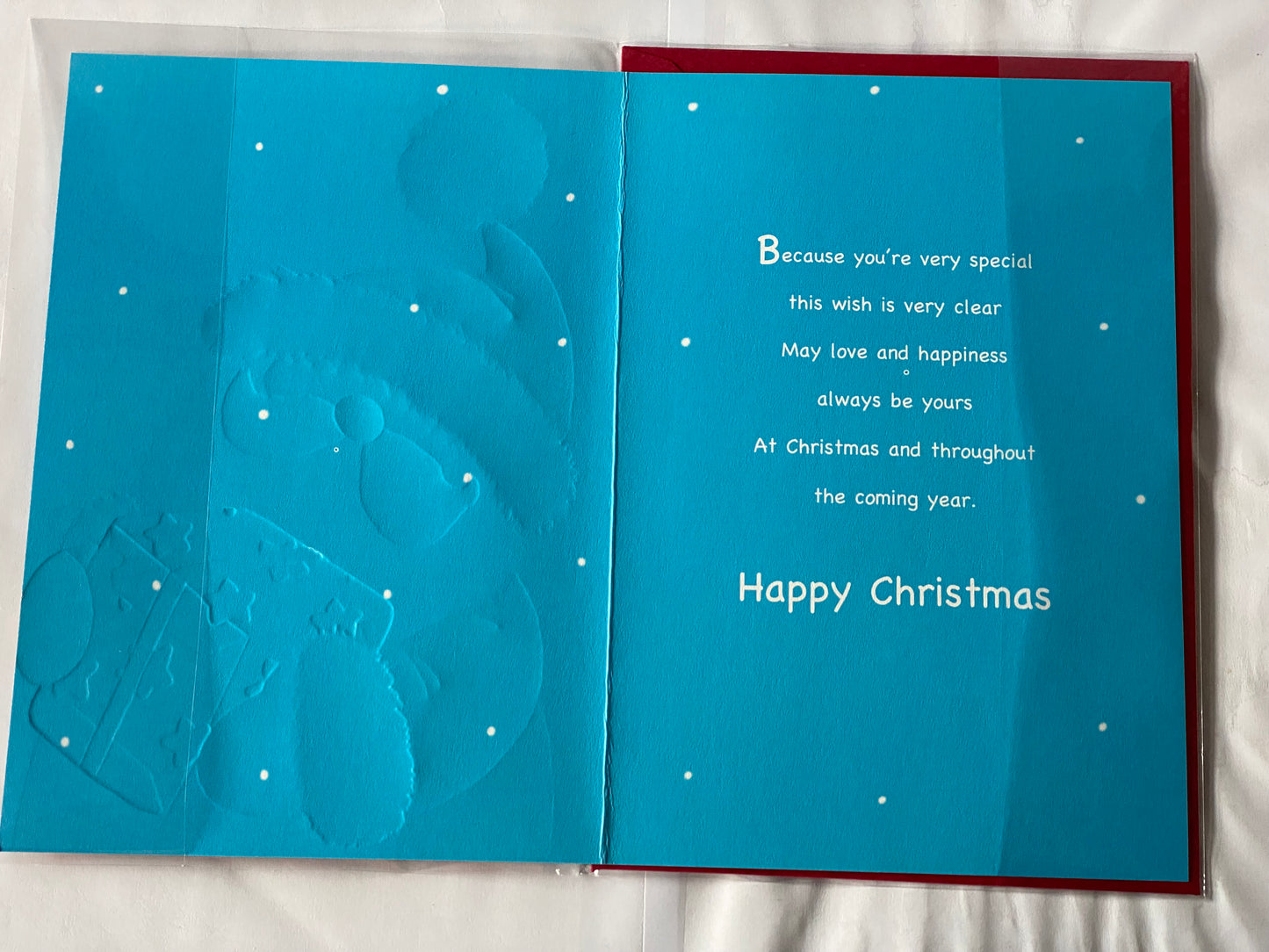 To A Special Grandson On Your 1st Christmas Card Grandson's First Blue-Cute Santa/Purple Present(SSX27B)