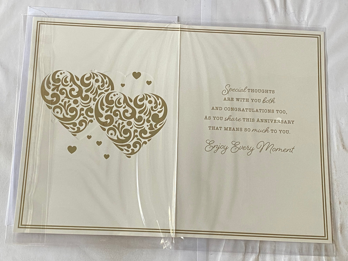 Happy Anniversary Nan & Grandad On Your Anniversary Wedding Anniversary Card Gold/Pink Hearts/Gold Words Foil Detail(PH47356B)