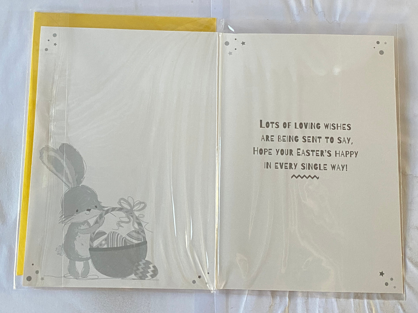 With Love Grandson Easter Card Cute Grey Rabbit Carrying Basket Of Eggs Foil Detail(PH50656B)