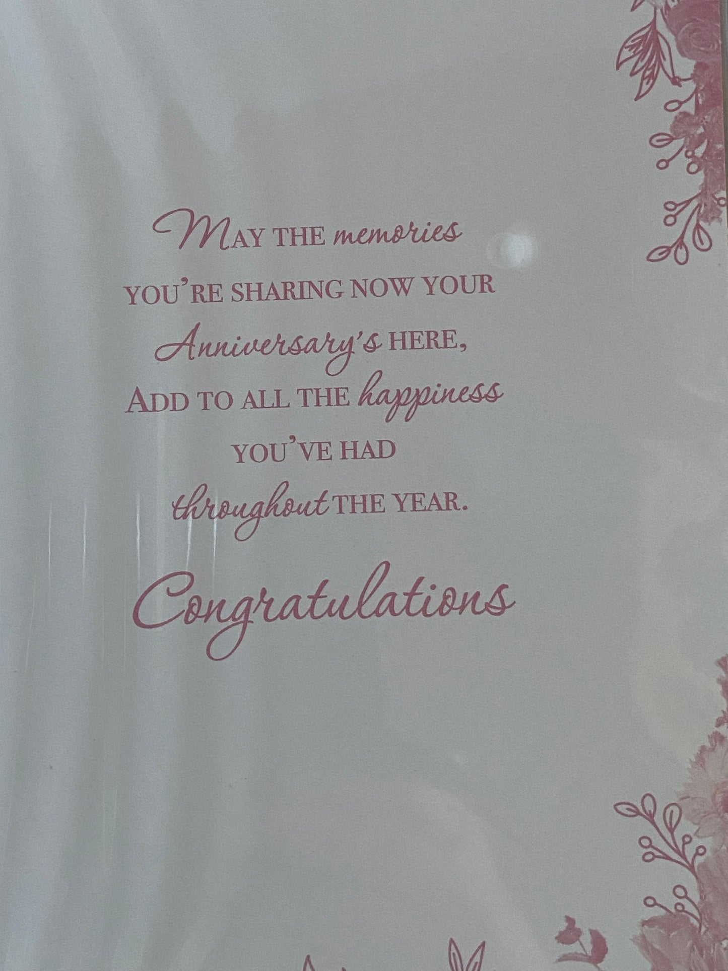 To A Wonderful Nan & Grandad On Your Anniversary Wedding Anniversary Card Pink Flowers/Gold Words/Rectangle Foil Detail(PH48408A)