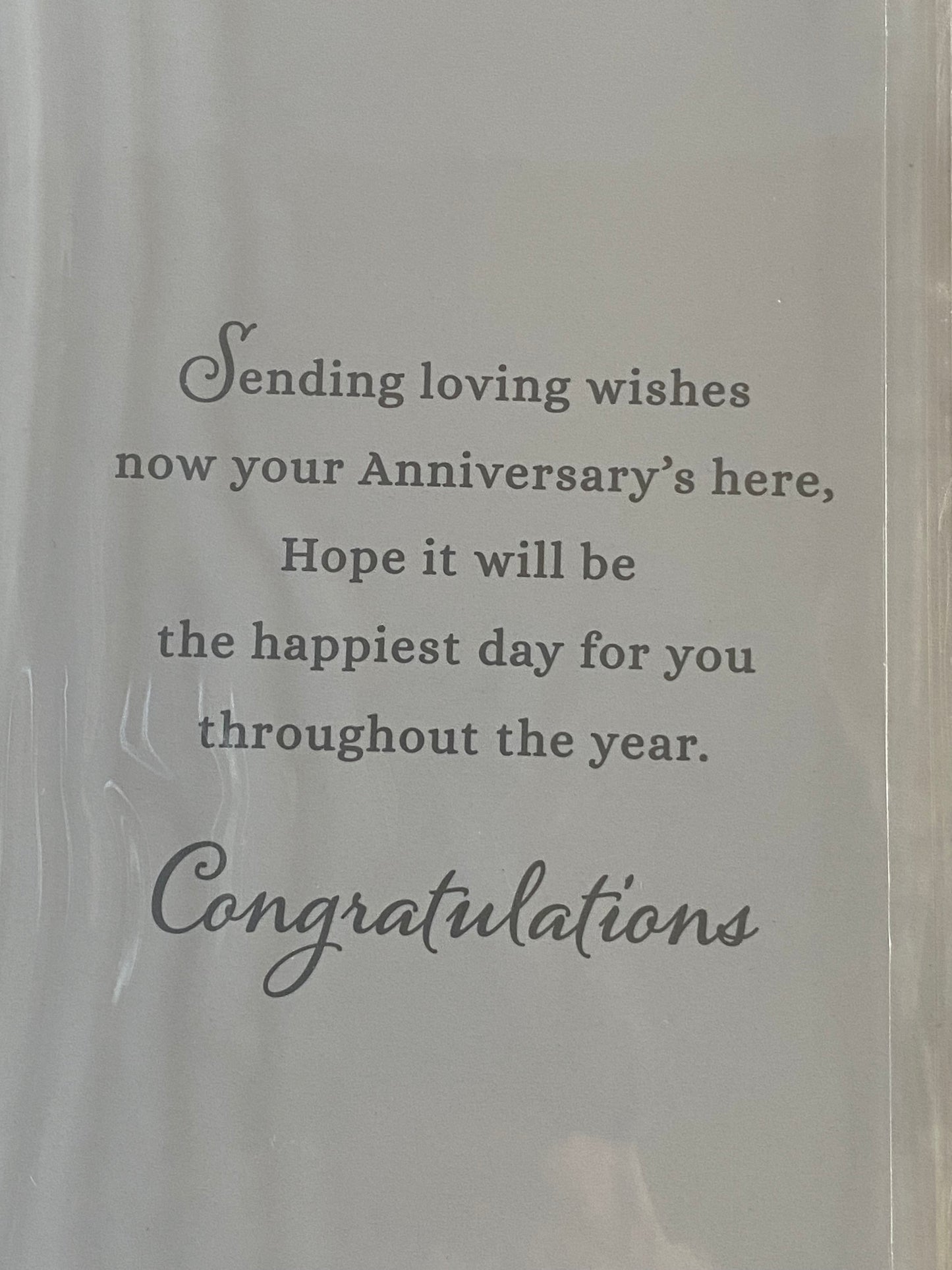Anniversary Wishes Nan & Grandad Wedding Anniversary Card Pink Champagne/Flutes/Pink Flowers Foil Detail(NC-VA219B)