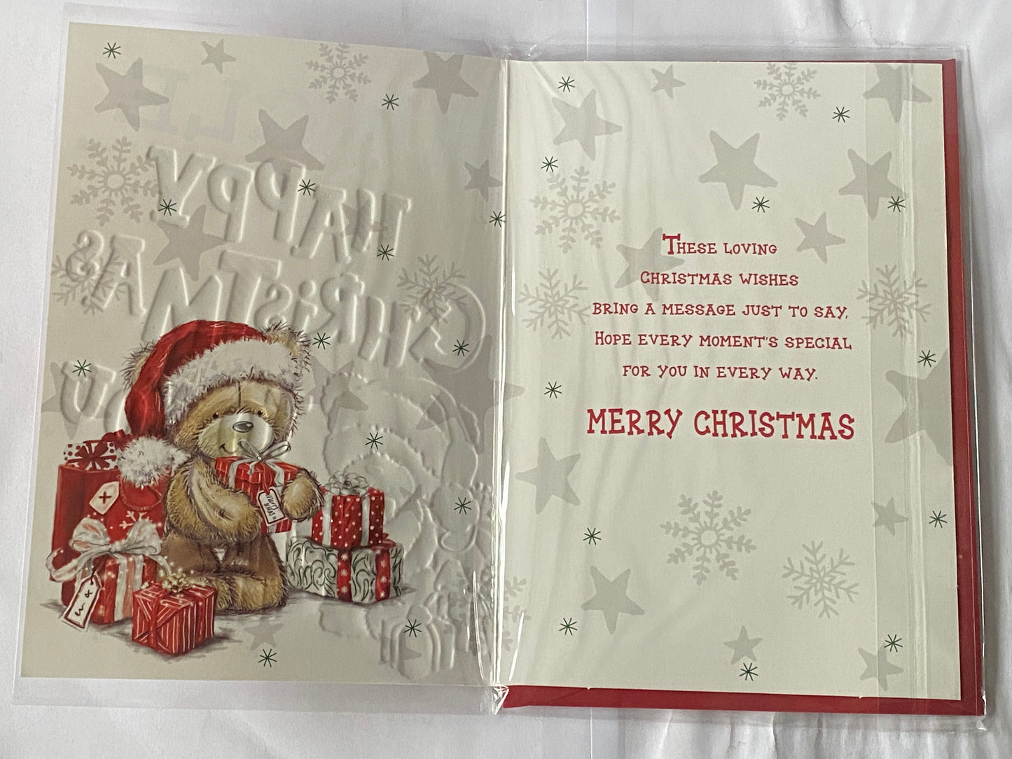 Uncle Happy Christmas To You Christmas Card Teddy/Presents/Words(PH47000B)