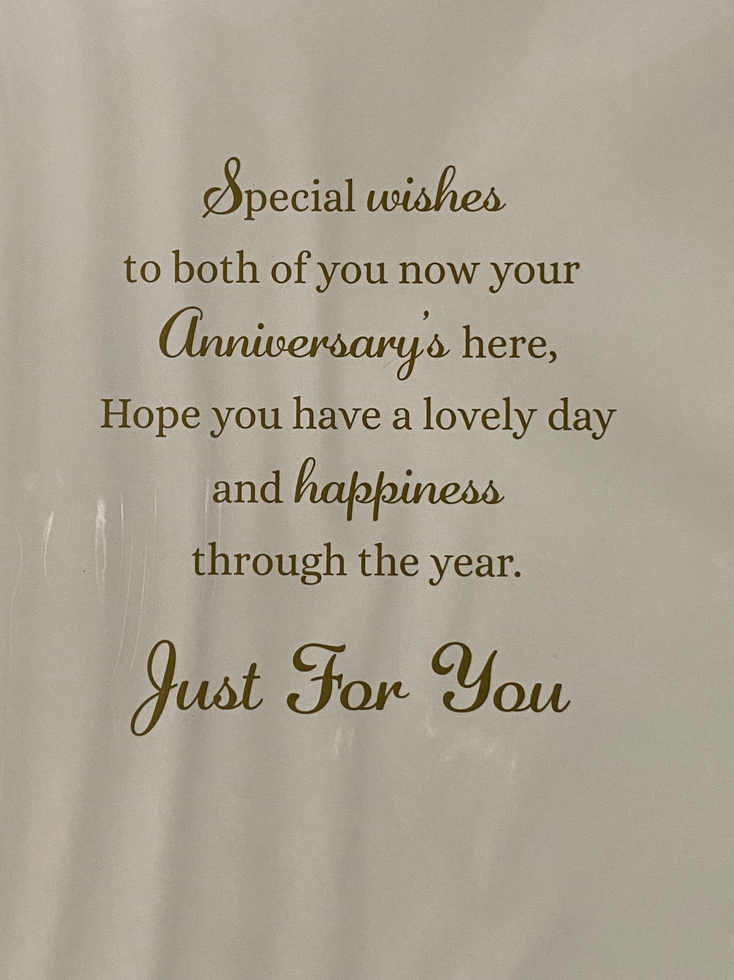 To A Special Nan And & Grandad On Your Wedding Anniversary Card Teddies Holding Flowers+Kissing Foil Detail(NC-VA051A)