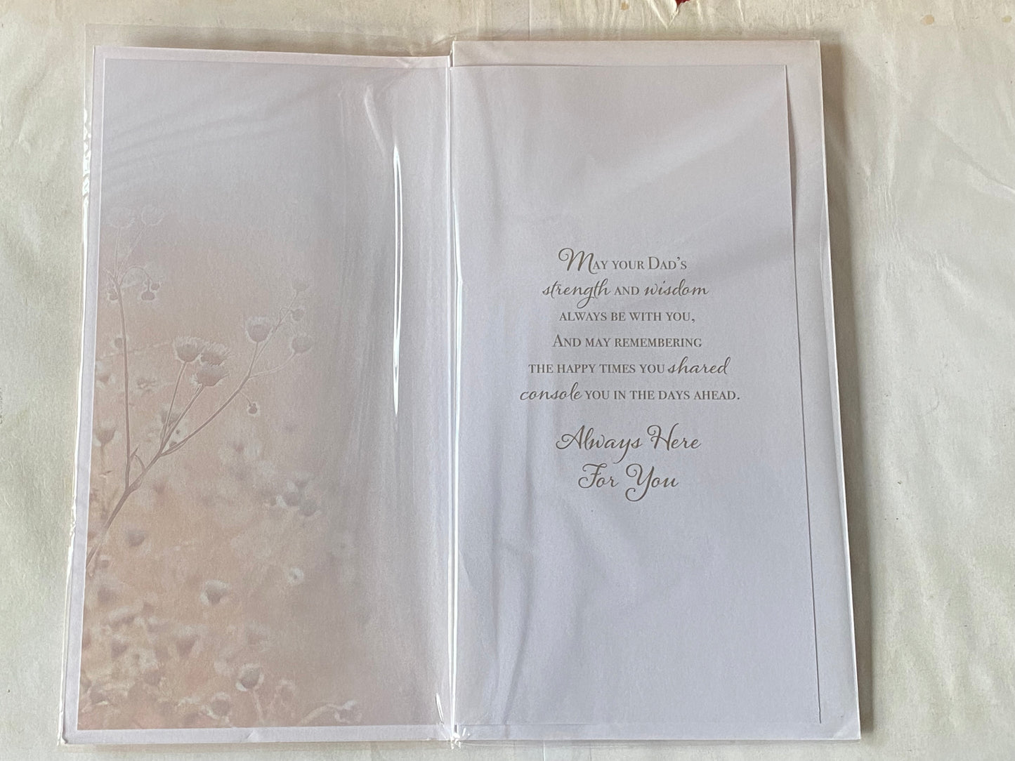 Your Wonderful Dad Will Be Missed So Much Sympathy Card Condolence White/Gold Flowers/Words 3D/Foil Detail(PRELUDE42927)