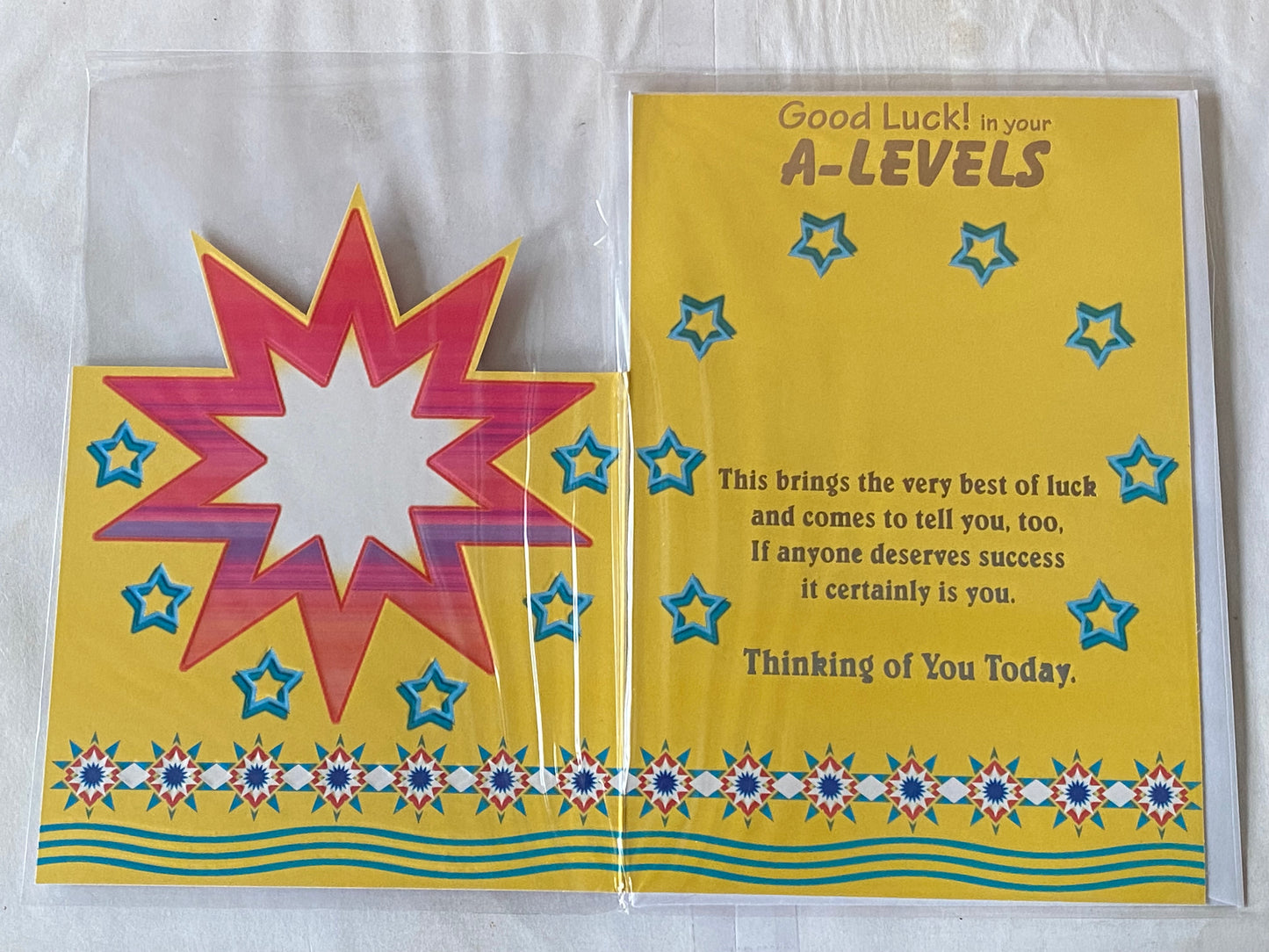 Good Luck! In Your A-Levels You're A Star Card A Level Exams Exam Yellow/Blue-Big Star Foil Detail(SS31189A)