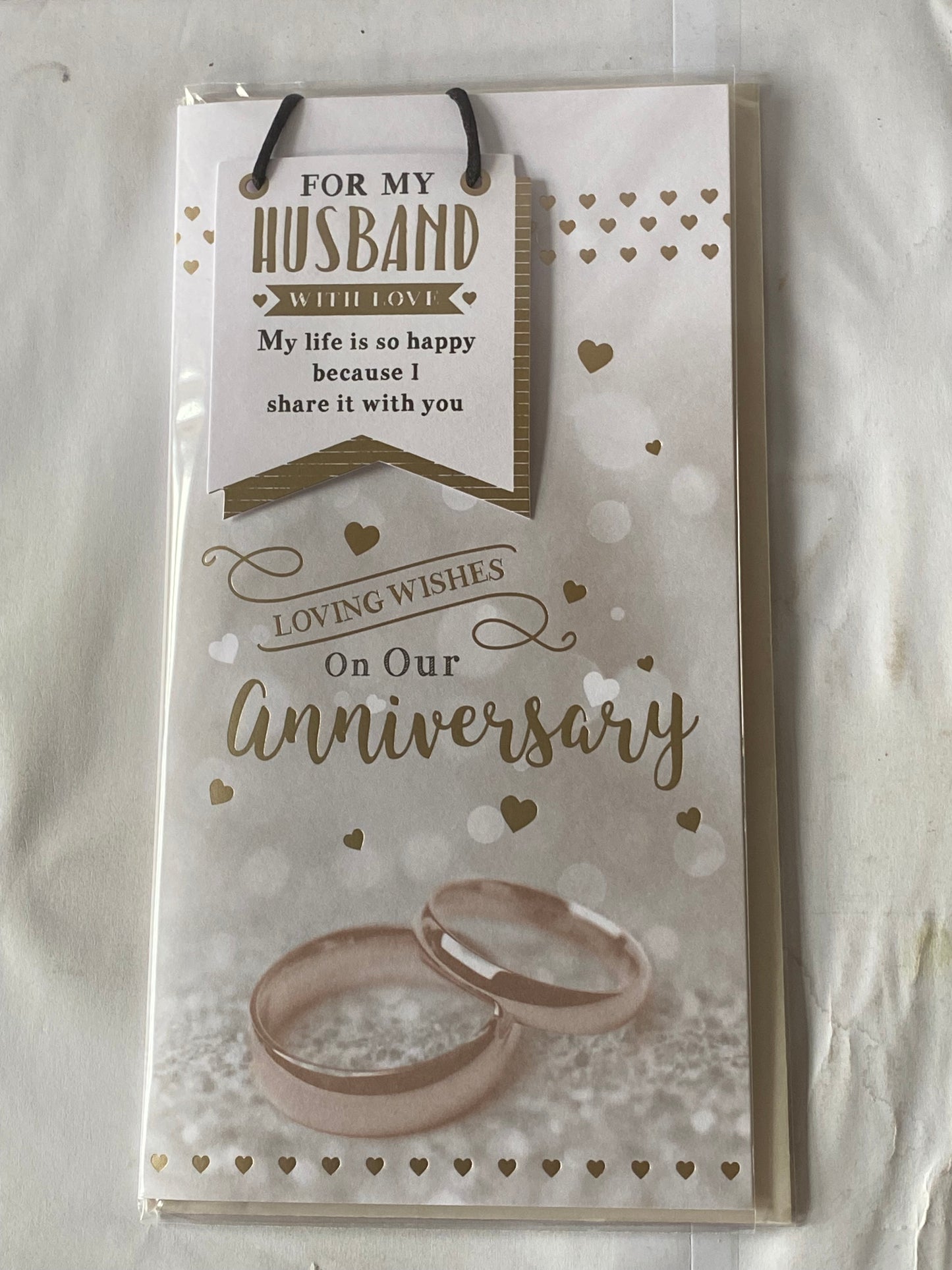 For My Husband With Love On Our Anniversary Wedding Anniversary Card Wedding Rings/Hearts/Words(PRELUDE43204)