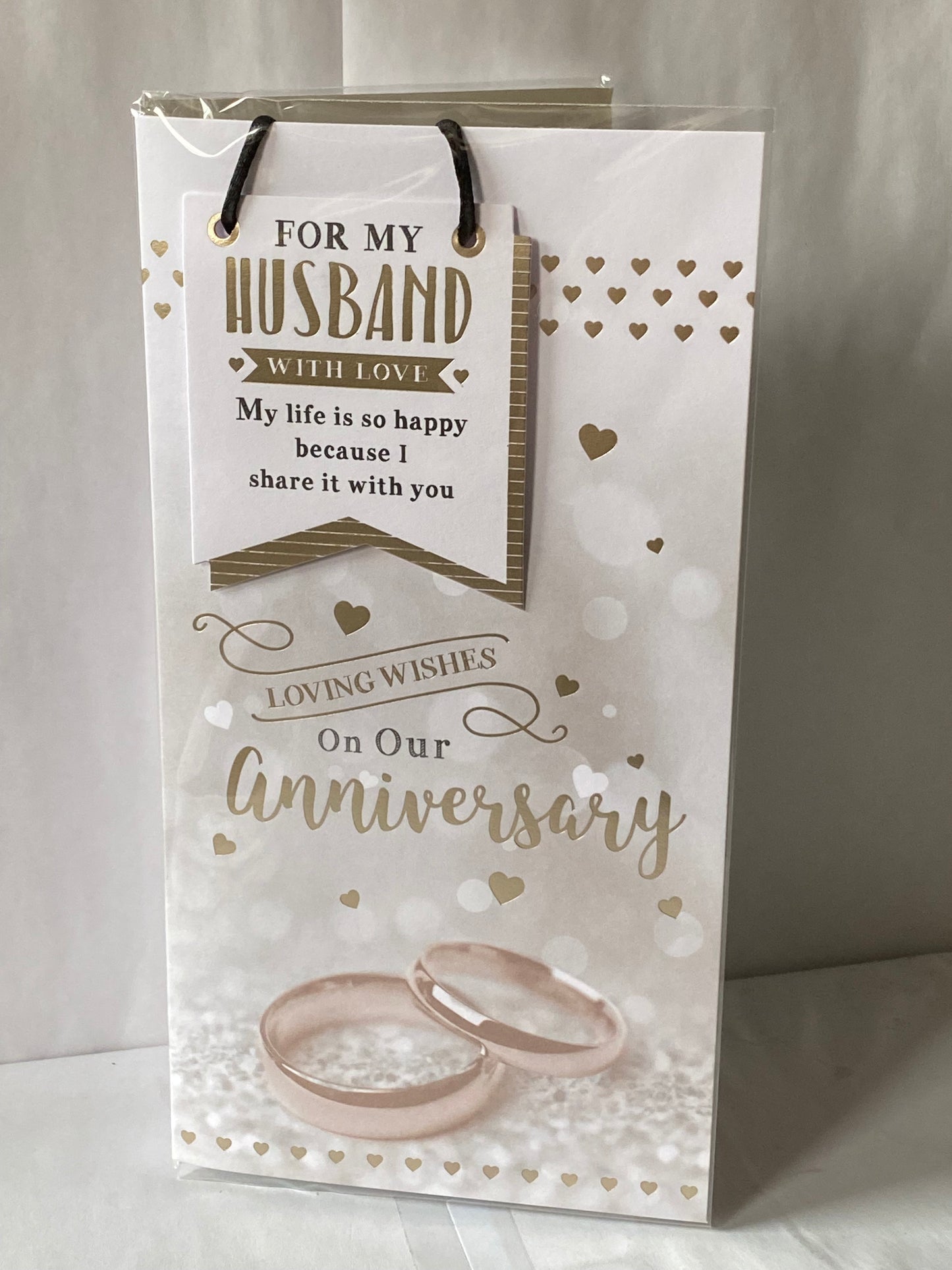 For My Husband With Love On Our Anniversary Wedding Anniversary Card Wedding Rings/Hearts/Words(PRELUDE43204)