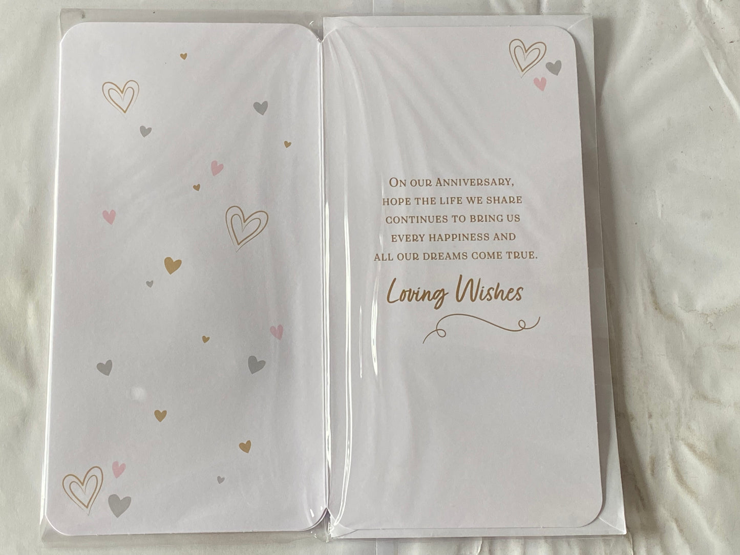 Happy Anniversary To My Husband Always & Forever Love Makes Every Moment So Special Our Wedding Anniversary Card White/Silver Flutes/Hearts(PRELUDE48302)