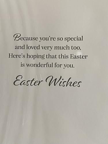 Grandchildren Have A Happy Easter Card White-Blue/Green/Yellow/Orange Words/Easter Eggs Foil Detail (PH49855A)