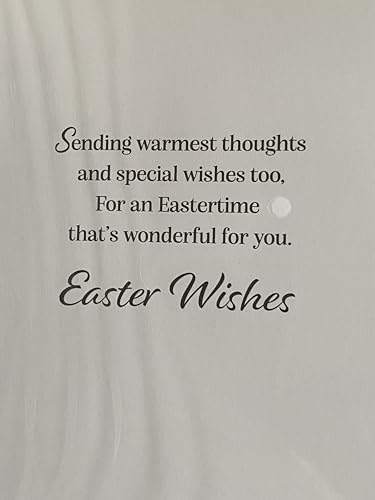 Across The Miles Have A Happy Easter Card White-Blue/Green/Yellow/Orange Words/Easter Eggs Foil Detail (PH49855A)