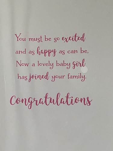 On The Arrival of Your Gorgeous Daughter Birth Your Daughter New Baby Girl Born Card Pink Presents/Pink Words Foil Detail(PH47360E)