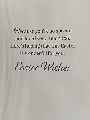 To A Wonderful Son Have A Happy Easter Card White-Blue/Green/Yellow/Orange Words/Easter Eggs Foil Detail (PH49855A)