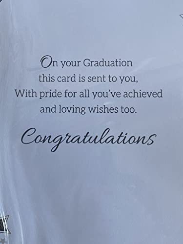 For A Very Special Grandson On Your Graduation Graduate Congratulations Well Done Graduated Card White/Gold-Words/Stars 3D/Foil Detail(PRELUDE39805)