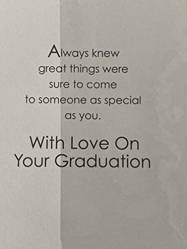 Congratulations Grandson On Your Graduation Card Graduated Well Done Silver/Red/Black-Books/Hat/Scroll Foil Detail(PH37151A)