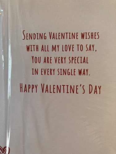 To My Very Special Girlfriend You're With Love So Sweet! Hugs & Kisses Happy Valentine's Day Valentines Day Card Teddy/Red+Gold Hearts/Words 3D/Foil Detail (PRELUDE47549)