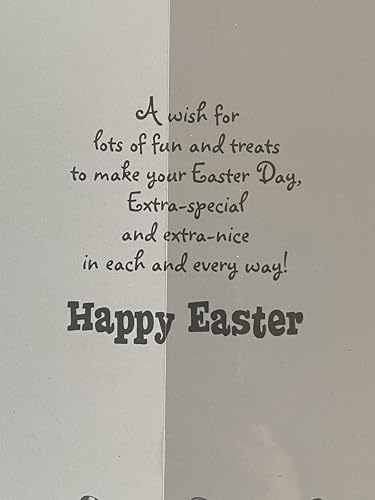 To A Really Special Godson Happy Easter Card Yellow-Cute Boy/Multi Easter Eggs/Multi Words Foil Detail(PH34282E)