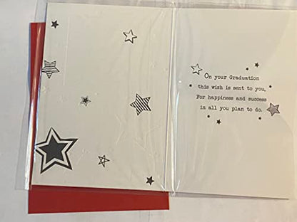 Sending Congratulations On Your Graduation You're The Best You Did It! The Sky's The Limit Graduation Card Open Well Done Exam Results Passed Passing Pass Red/Silver/Black Stars Foil Detail(PH48321E)