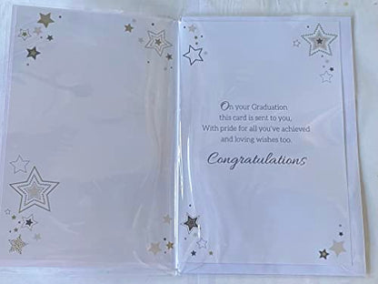 For A Very Special Grandson On Your Graduation Graduate Congratulations Well Done Graduated Card White/Gold-Words/Stars 3D/Foil Detail(PRELUDE39805)