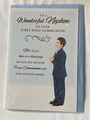 To A Wonderful Nephew On Your First Holy Communion Card 1st Boy Praying/Gold Words Foil Detail(PH47576A)