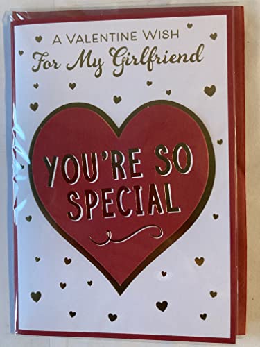 A Valentine Wish For My Girlfriend You're So Special Valentine's Day Valentines Day Card Large Red/Gold Heart 3D/Foil Detail (PRELUDE47550)