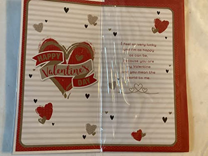 To My Gorgeous Fiancee Happy Valentine's Day Valentines Day Card Red/Gold Hearts/Words/Stripes 3D/Foil Detail (PRELUDE47553)