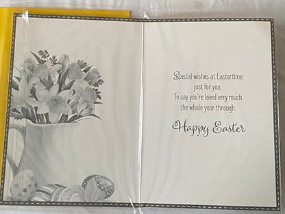 To A Wonderful Daughter Happy Easter Card Multi Flowers/Jug Vase/Eggs Glitter/Foil Detail(PH48821A)