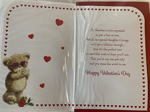 Happy Valentine's Day To My Partner I Only Have Eyes For You! Valentine's Day Valentines Day Card Teddy/Red Heart Sunglasses 3D/Foil Detail (PRELUDE46682)