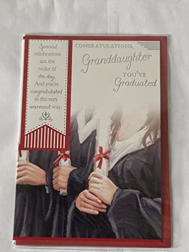 Congratulations Granddaughter You've Graduated Card Graduation Well Done Graduates Holding Scrolls/Silver Words Foil Detail(PH41557A)