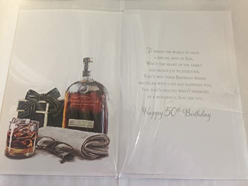 With Love To A Wonderful Son 50 Today Birthday Card Age 50 50th Fifty White/Gold/Black Whisky/Words 3D/Foil Detail(PRELUDE45673)