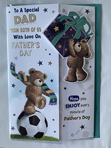 To A Special Dad From Both Of Us With Love On Father's Day Fathers Day Card Teddies/Big Blue Present/Big Football 3D/Foil Detail(PRELUDE48137)