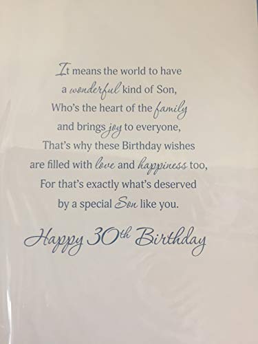 To A Fantastic Son 30 Today Birthday Card Age 30 30th Thirty White/Blue/Gold Casual Man/Words 3D/Foil Detail(PRELUDE45645)