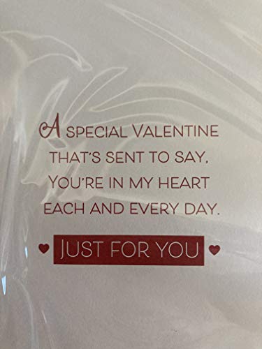 to My Girlfriend With Love Happy Valentine's Day Valentines Day Card White/Gold/Red Words/Hearts 3D/Glitter/Foil Detail (PRELUDE46679)