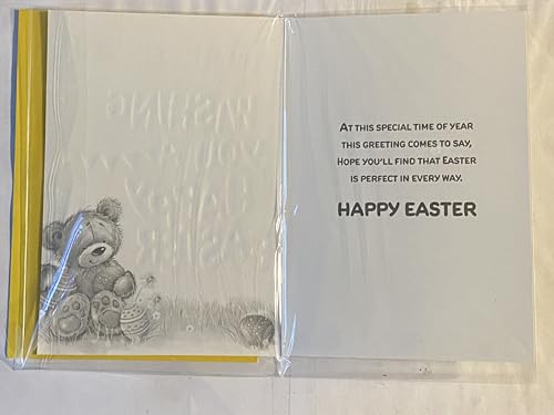 To All Of You Wishing You A Happy Easter Card Teddy/Easter Eggs/Bunting/Multi Words Foil Detail(PH47782A)