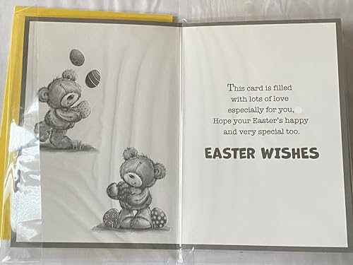 To A Fantastic Grandson Sending Easter Wishes Have A Cracking Time! Easter Card Teddies/Multi Words/Multi Easter Eggs Foil Detail (PH49853A)