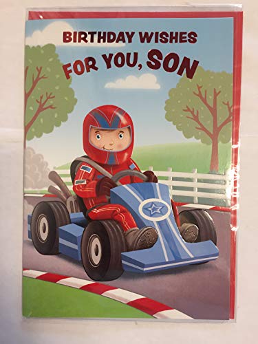 Birthday Wishes For You Son Birthday Card Boy/Blue Go-Kart Foil Detail(NC-VA142A)