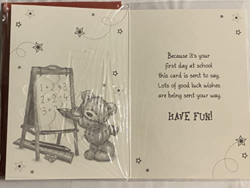 For Your 1st Day At Your New School Good Luck Card First School Teddy/Pencil/Easel/Words Foil Detail(PH41550A)