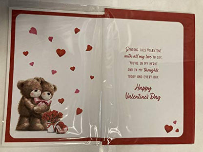 To My Wife On Valentine's Day Valentines Day Card Teddies/Red Hearts/Red Roses 3D/Foil Detail(PRELUDE46678)