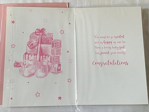 On The Arrival of Your Gorgeous Daughter Birth Your Daughter New Baby Girl Born Card Pink Presents/Pink Words Foil Detail(PH47360E)