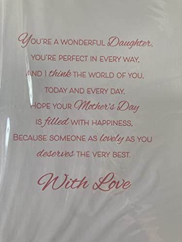 With Love To My Daughter On Mother's Day Mothers Day Card Pink/Gold Perfume/Make-Up/Words Ribbon/Glitter/Foil Detail(PRELUDE47689)