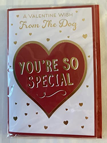 A Valentine Wish From The Dog You're So Special Valentine's Day Valentines Day Card Large Red/Gold Heart 3D/Foil Detail (PRELUDE47550)