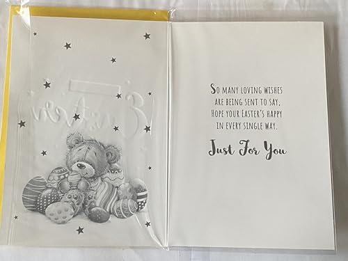 To A Really Fantastic Nephew Have A Happy Easter Card Sitting Grey Teddy/Multi Easter Eggs Foil Detail (PH48820A)