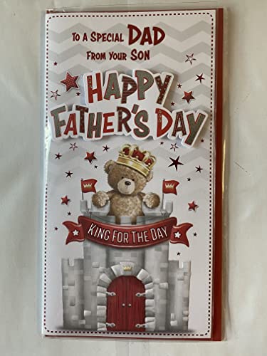 To A Special Dad From Your Son Happy Father's Day King For The Day Fathers Day Card King Teddy/Castle 3D/Foil Detail(PRELUDE43545)