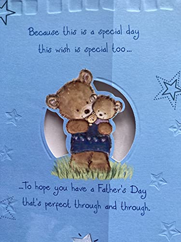 A Big Hug & Kiss On Father's Day Godfather Especially For You With Love Fathers Day Card Teddies Holding Brown Soft Teddy Foil Detail(SS31778A)