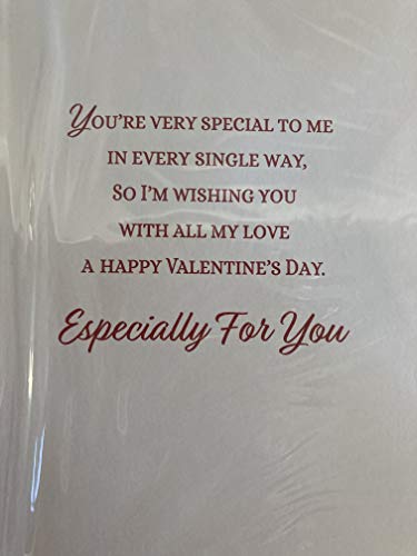 to My Fiancee On Valentine's Day You Have My Heart Valentines Day Card Teddy Holding Big Red Heart Ribbon/Foil Detail (PRELUDE46680)